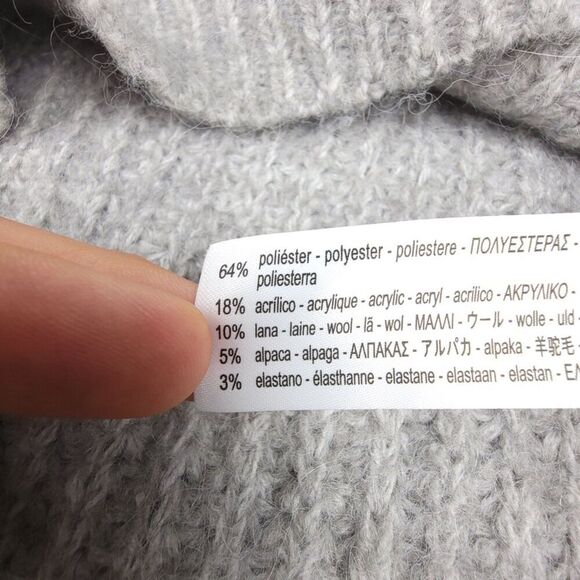 ZARA Alpaca Wool Chunky Rib Knit Oversized Crewneck Pullover Sweater Gray Small - Picture 7 of 8